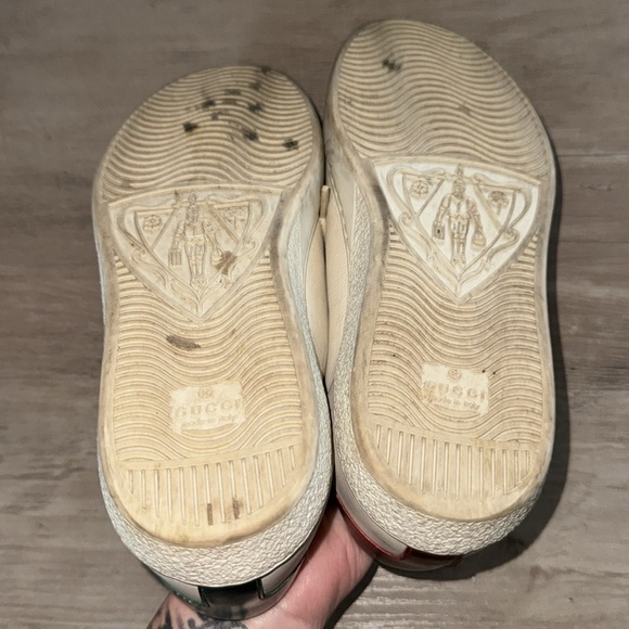 Gucci Aces Blade Print Low Off White Distressed Sneakers Size 6.5 - Picture 8 of 12